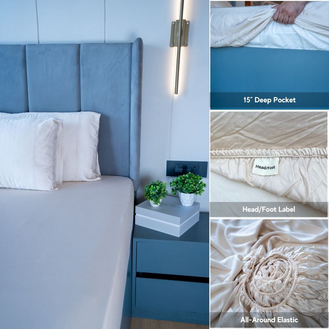 Home Prides Queen Bamboo Sheets Set - 100% Bamboo Viscose, Silky Soft Cooling & Breathable Bamboo Bed Sheets, 4-Piece, 15” deep Pocket, Oeko-Tex Certified, Light Caramel