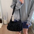 thumbnail image 2 of Corduroy Bow Shoulder Bags Versatile Crossbody Bag with Adjustable Strap for Women Ladies Work Shopping Travel Daily Use (Black), 2 of 10