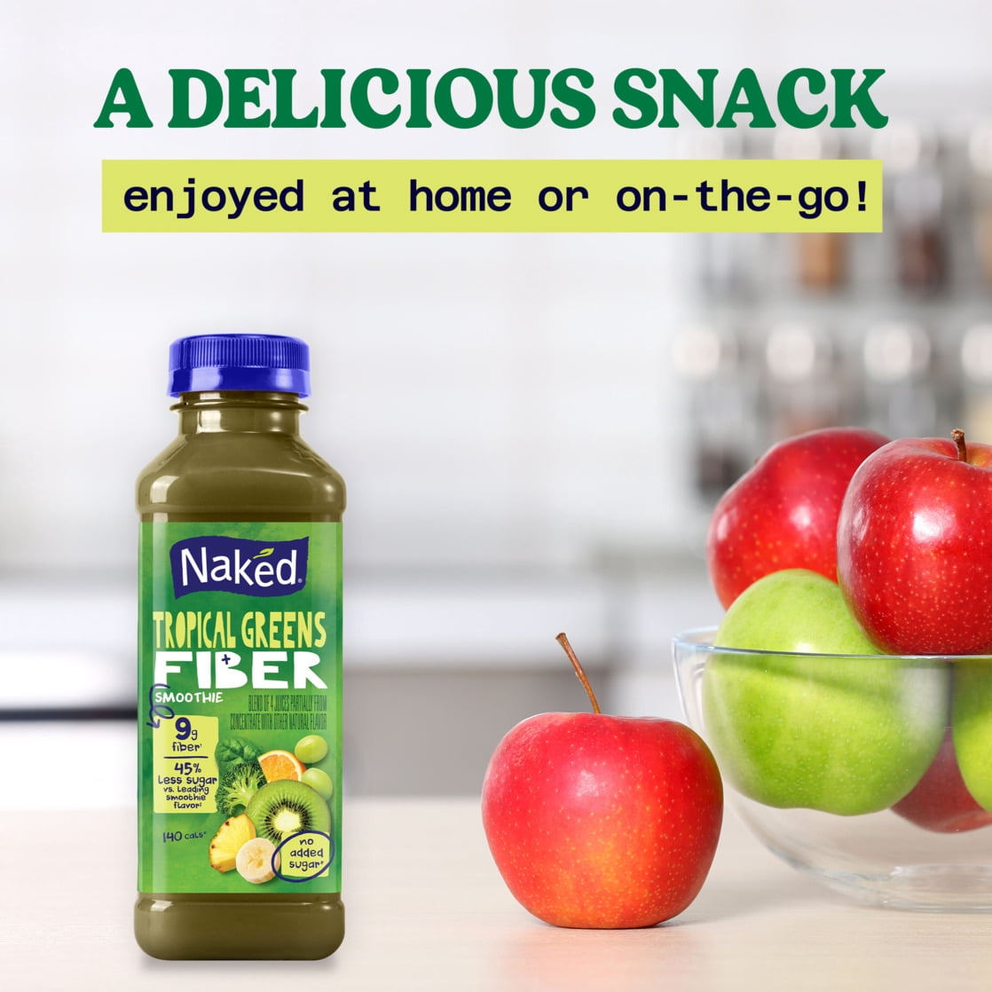Naked Fiber Smoothie Tropical Greens, 15.2 fl oz Bottle