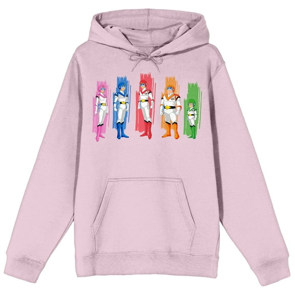 Voltron Defender Of The Universe Characters Long Sleeve Cradle Pink Adult Hooded Sweatshirt-Medium