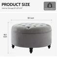thumbnail image 2 of 30-Inch Round Storage Ottoman, Modern Button Circle Storage Coffee Table with Removable Lid Top,Upholstered Large Footrest Stool for Bedroom,Living Room,Grey, 2 of 16