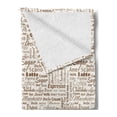 thumbnail image 2 of Modern Soft Flannel Fleece Throw Blanket, Coffee Themed Words Macchiato Mocha Americano Breve Dessert Graphic, Cozy Plush for Indoor and Outdoor Use, 50" x 60", Umber and Cream, by Ambesonne, 2 of 5