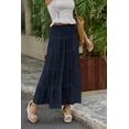thumbnail image 5 of Zeagoo Women's Elastic High Waist A Line Layer Ruffle Swing Casual Long Maxi Skirt, 5 of 7