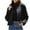 Black, variant on YYDGH Lightweight Cropped Fuzzy Fleece Jacket for Women Winter Warm Sherpa Jackets Coat Outerwear with Pockets