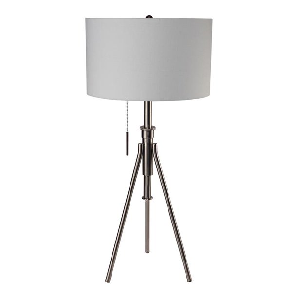 MidCentury Adjustable Tripod Table Lamp, Silver