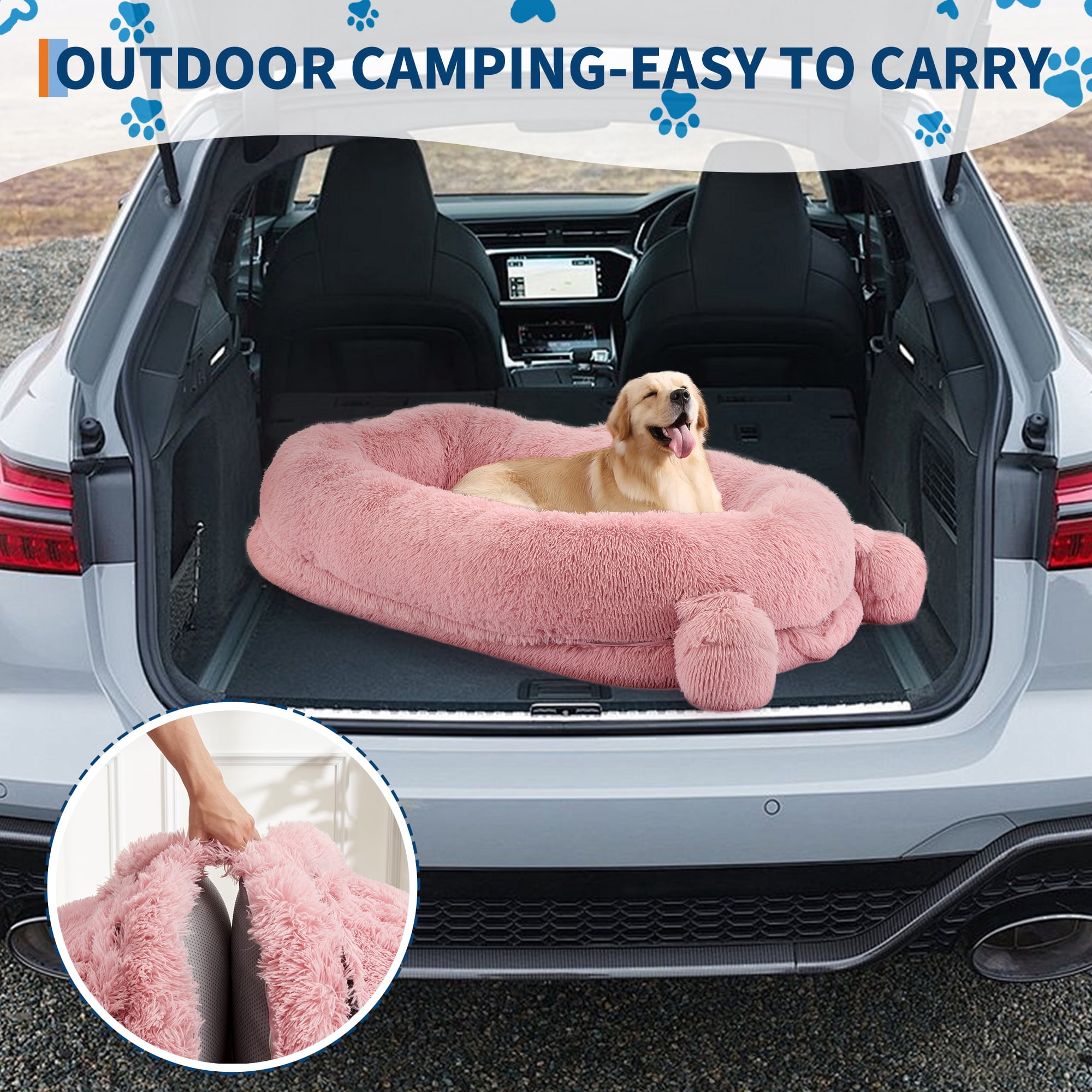 COOLYI Orthopedic Dog Beds for Extra Large Dogs 44x32Inch, Waterproof Memory Foam XL Pet Bed with Sides, Non-Slip and Egg-Crate Foam with Washable Removable Cover Pink
