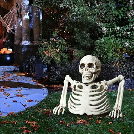 NOBRAND Small Skeletons Halloween Decorations Tabletop White Plastic Half Skeleton Halloween Prop Decoration