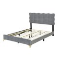 thumbnail image 3 of Platform Bed Full/Queen Bed Frame With LED Lights Metal Legs Velvet Headboard & Footboard No Box Spring Needed Easy Assembly, 3 of 9