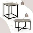 thumbnail image 3 of Costway Ensemble de 3 Tables Basses Table Basse Ronde et 2 Tables d'Appoint Carrées Cadre en Métal, 3 of 10