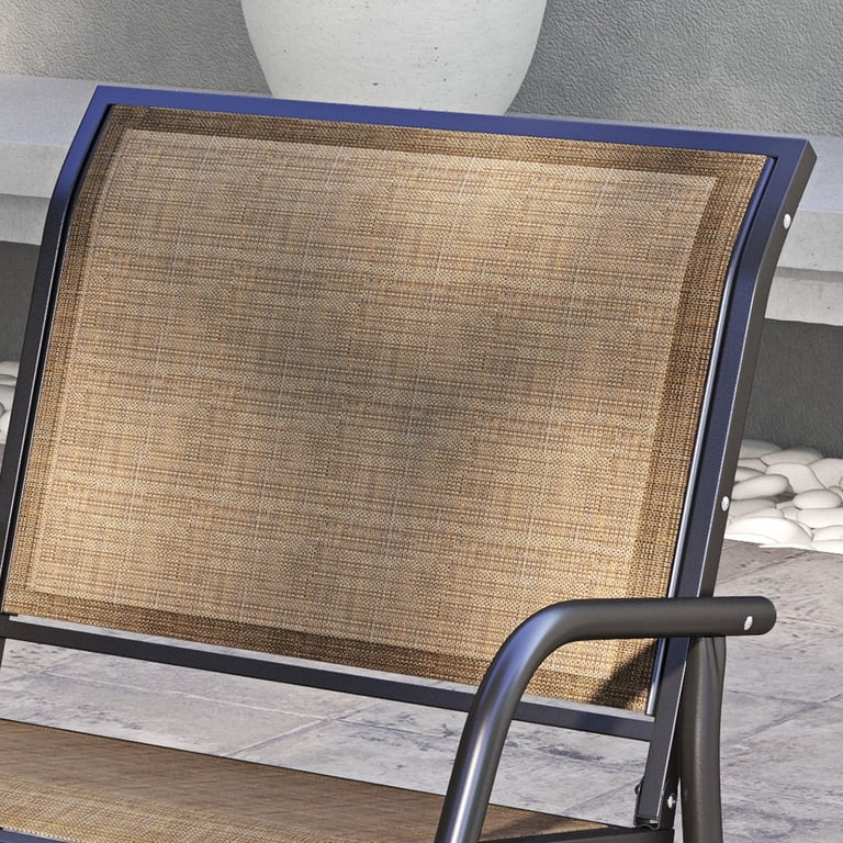 Outsunny Single Outdoor Glider Chair, Steel Mesh, Brown photo 8