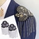 thumbnail image 3 of Broche de diamantes de imitación de lujo con borlas y flecos para hombrera, 2 piezas, para blazer, fiestas y festividades. Negro, 3 of 7