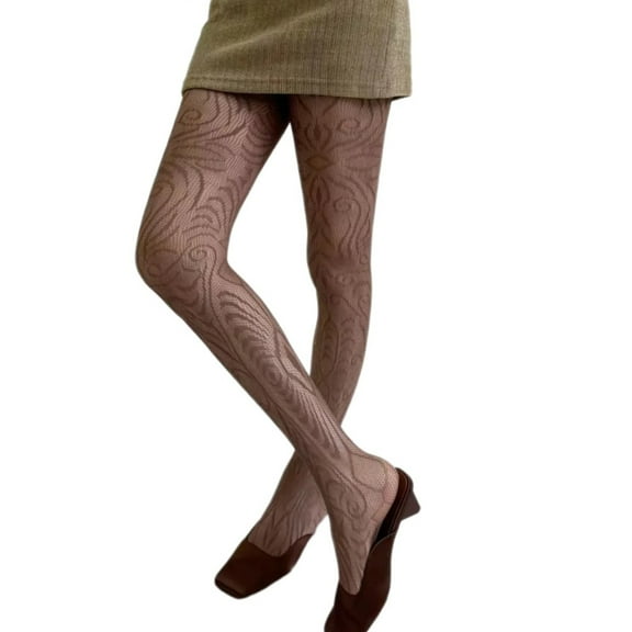 Women Vintage Hollowed Out Pantyhose Stockings Japanese Aesthetic Exotic Patterned Sheer Mesh Tights Leggings