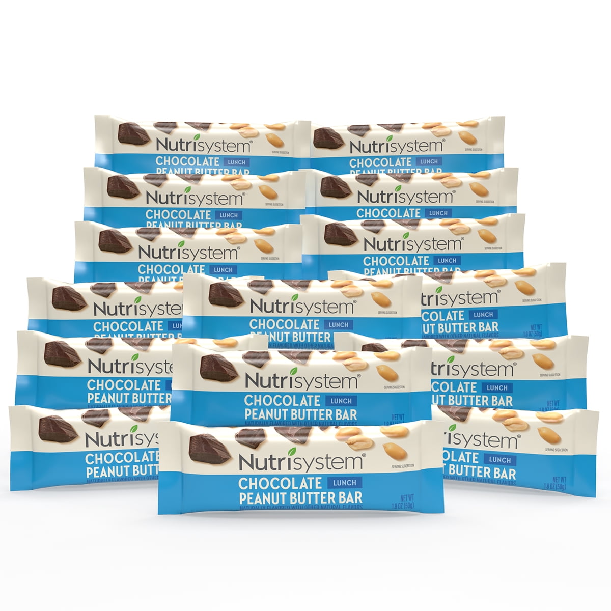 Nutrisystem Chocolate Peanut Butter Bar Pack for Weight Loss, 11g Protein, 15 Count