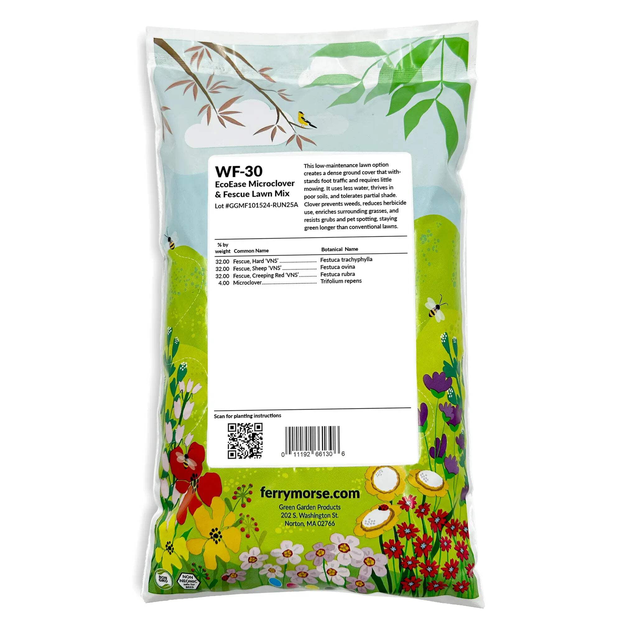 Ferry-Morse EcoEase Microclover and Fescue Low Maintenance Ground Cover Grass Seed Mix, 2 lb.