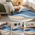 thumbnail image 6 of Blue Beige Ombre Round Area Rug 5 FT, Non Slip Bedroom Area Rug, Geometric Abstract Modern Moire Washable Soft Circular Carpet Non-Shedding Floor Mat for Kitchen Dining Room Foyer Balcony Dorm, 6 of 9