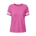 thumbnail image 5 of Maplenight Cotton Linen T Shirts for Women Color Block Crew Neck Short Sleeve Tees Casual Weekend Lightweight Shirts, 5 of 5