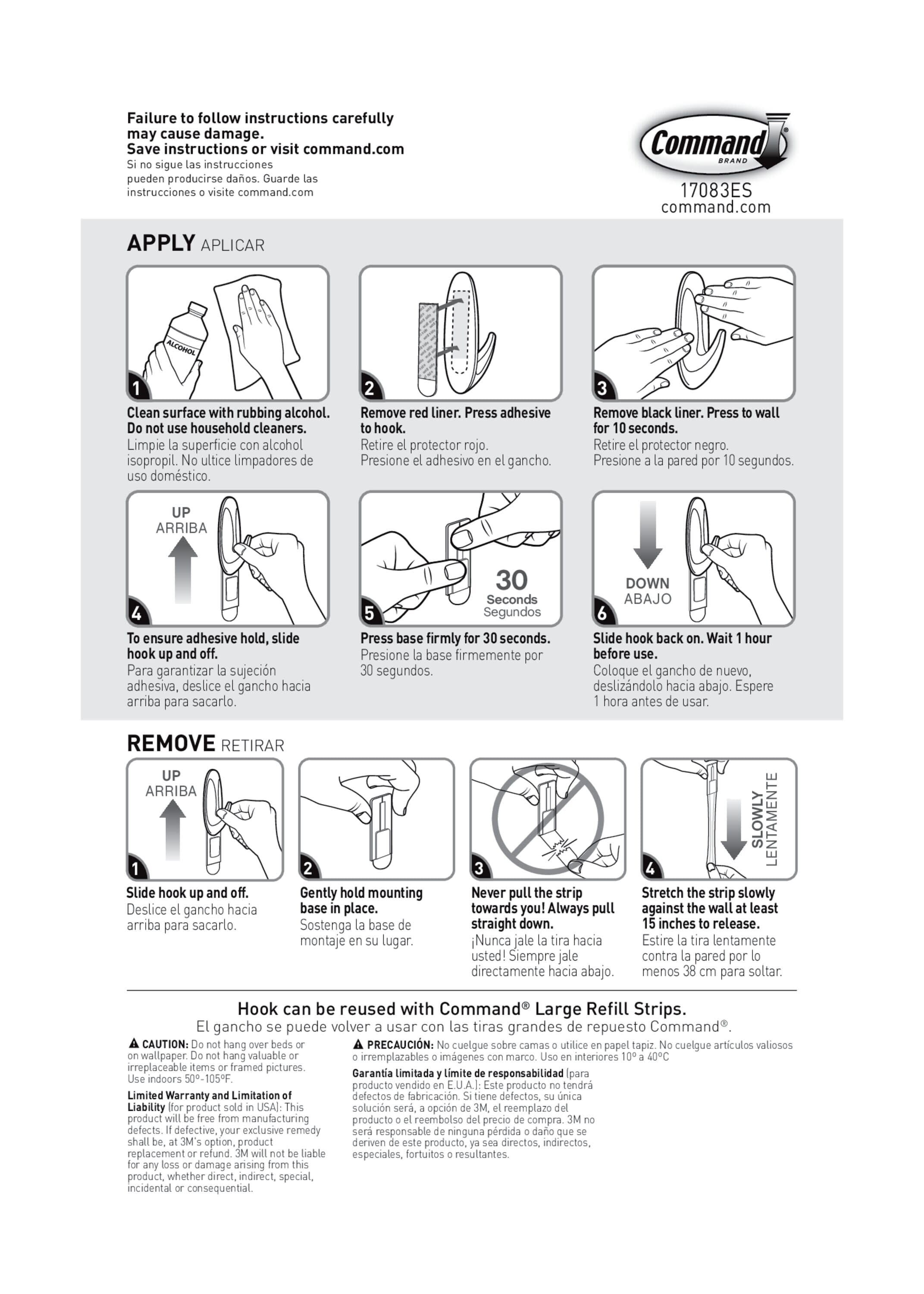 Command Medium Hooks, White, 2 Hooks, 4 Strips - Baller Hardware