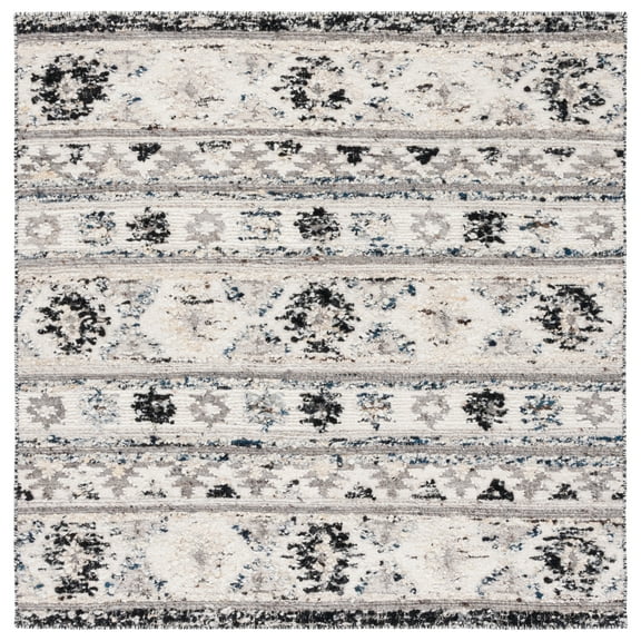 SAFAVIEH Manhattan Cenric Southwestern Area Rug, Ivory/Black, 6' x 6' Square