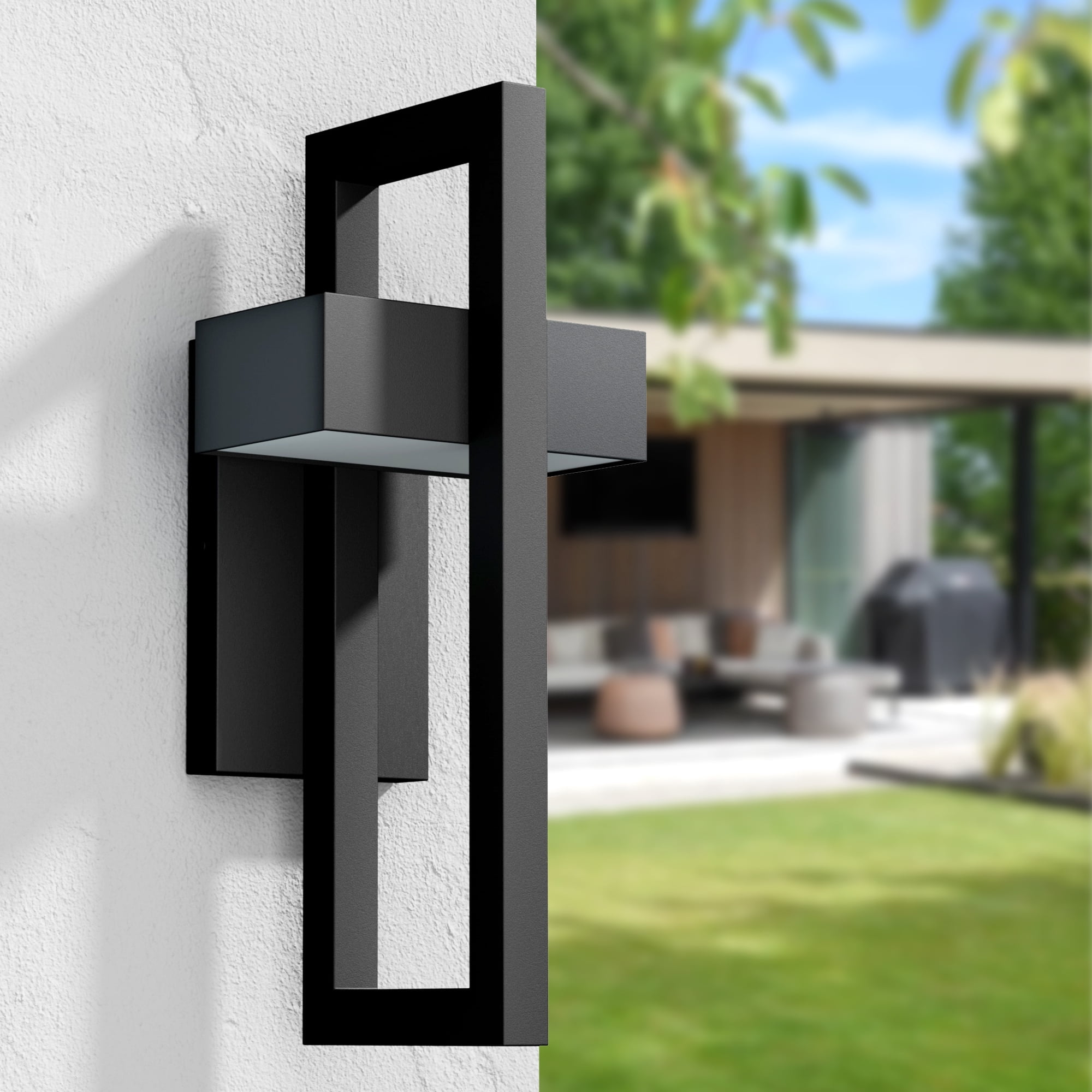 Modern Wall Lights Exterior Lighting Fixtures 3000K LED Outdoor Wall Sconce Outside Wall Mount Lights for Porch Front Door House Garage Indoor Black 1PC