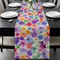 thumbnail image 2 of Colorful Flowers Table Runner 36 Inch Long Dresser Scarves Linen Tablerunners Spring Farmhouse Watercolor Floral Beige Dining Kitchen Burlap Table Setting Decor for Party Holiday Coffee, 13"x36", 2 of 6