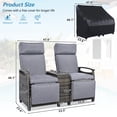 thumbnail image 5 of Segmart Patio Recliner Loveseat Chair, Adjustable Backrest Wicker Outdoor Lounge Chair Set with Acacia Wood Armrests and Built-in Storage Table for Balcony, Porch, Lawn, Gray, 5 of 11