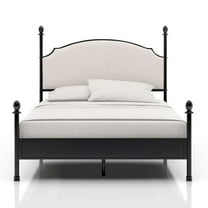 Furniture of America Freila Metal Poster Panel Bed in Silver Gun Metal