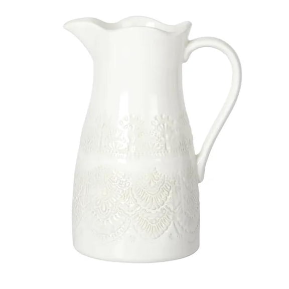Vintage Lace Linen Ceramic Pitcher