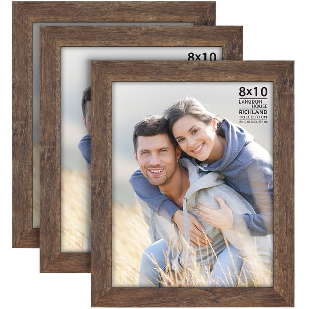 ArtbyHannah Farmhouse Picture Frames - Set Of 2, 8x10 Inch, Distressed White Wood Grain For Wall Or Tabletop