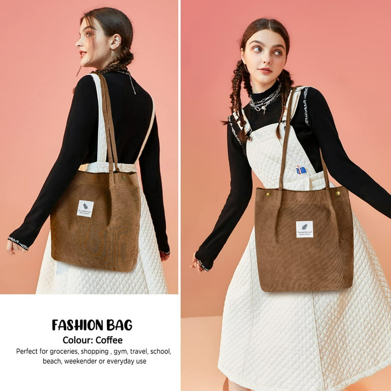 Women's Tote Bag Lightweight Corduroy Handbag  You Need this one  : Brown