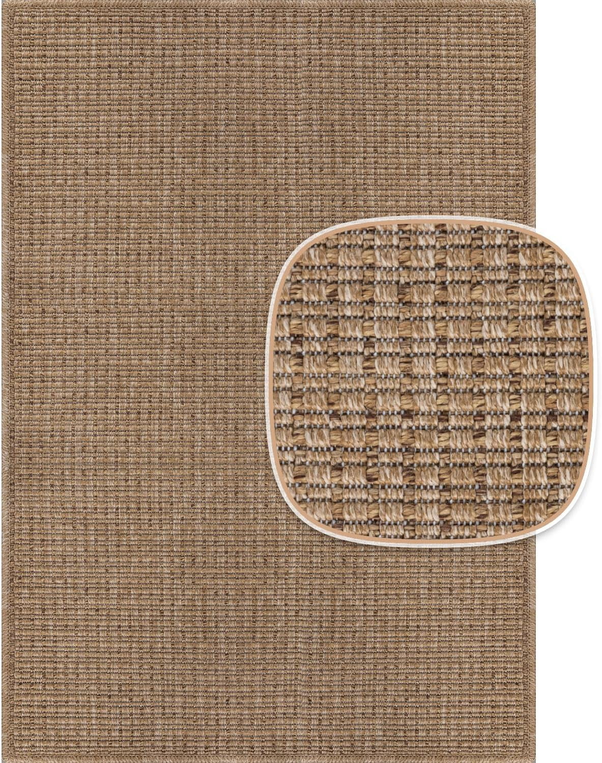 Beverly Rug Easy Jute Outdoor Indoor Non Shedding Easy-Cleaning Rug Natural 9x12