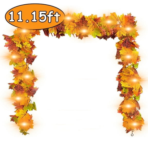 Fall Maple Garland Decoration Autumn Hanging Leave Vines for Home Garden Wedding Party Thanksgiving Dinner Fireplace Door Frame Doorway Backdrop Christmas Décor 5.56Ft/Pce 2 Packs