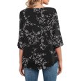 thumbnail image 4 of Wangmeiwg Womens Casual Floral printed O-Neck Loose 3/4 Sleeve Chiffon Blouse Tops Swim Tops, 4 of 7
