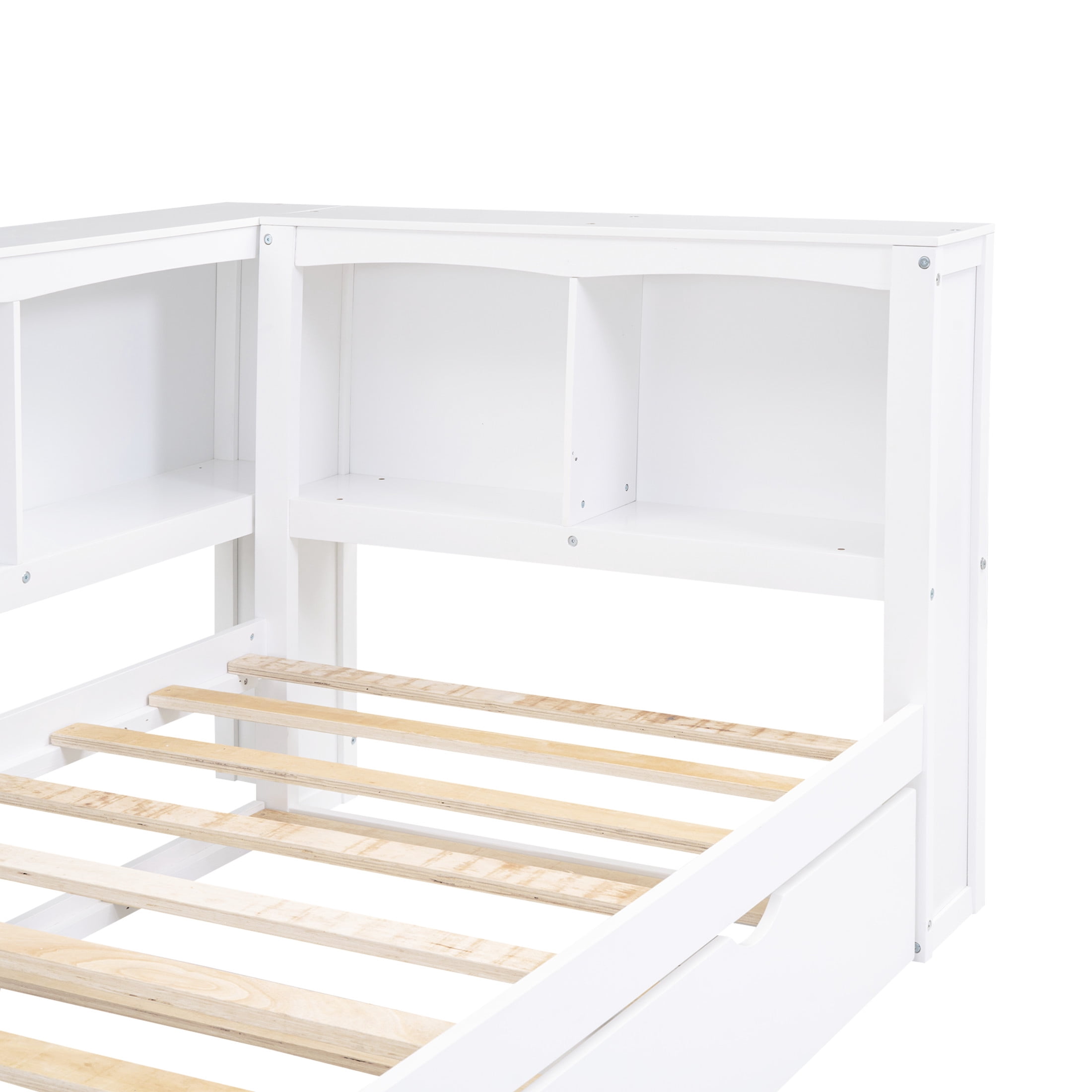 Noble House Windsor Twin Daybed with Storage Cabinets, Pull-Out Trundle and USB Charging Station, White