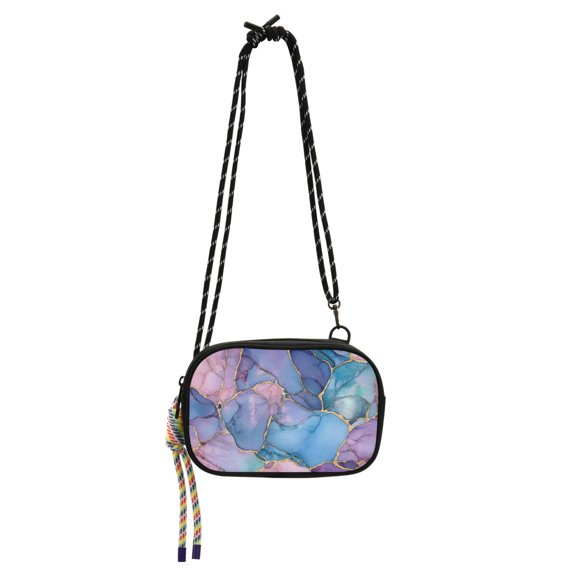 FORMRS Mini Crossbody Bag for Women Adjustable Rope Shoulder Casual Phone Purse, Pink Marble Pattern