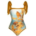 thumbnail image 3 of Maillot de Bain une Pièce pour Femmes avec Jupe de Plage Paréo Imprimé Floral Rétro Ensemble Bikini Deux Pièces, 3 of 4