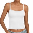 thumbnail image 4 of Miluxas Women's Solid Crop Cami Top – Adjustable Spaghetti Straps Square Neck Slim Fit Basic Tank Top for Layering & Casual Wear White, 4 of 7