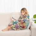 thumbnail image 4 of Colorful Butterfly Flower Daisy Beige Pattern Blanket Hoodies for Kids 6-13YR Oversize Wearable Blanket Hoodies for Boys Girls Teens, 4 of 7