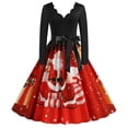thumbnail image 2 of Robe Vintage Patchwork Rockabilly pour Femmes Robe de Fête de Noël avec Nœud, 2 of 7