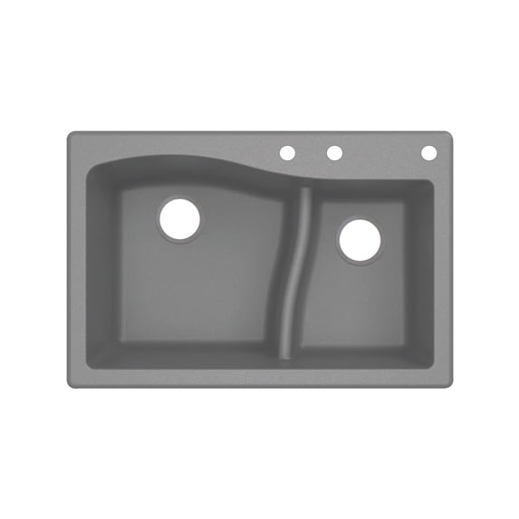 Transolid Aversa SilQ Granite 33-in. Drop-in Kitchen Sink with 3 BCE Faucet Holes in Grey