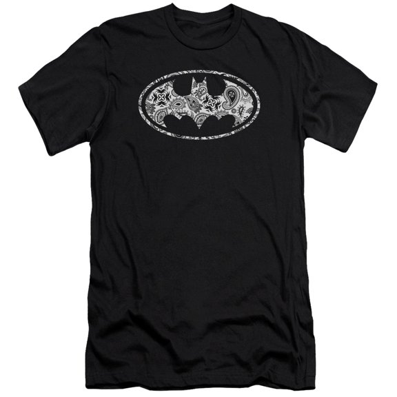 Batman Paisley Bat Premium Canvas T-Shirt Adult Slim Fit 30/1 Black