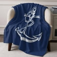 thumbnail image 3 of Throw Blanket for Couch Anchor Nautical Soft Fleece Flannel Blankets Cozy Lightweight Blanket for Home Sofa Living Room Navy Blue Bed Throws 40" x 50", 3 of 9