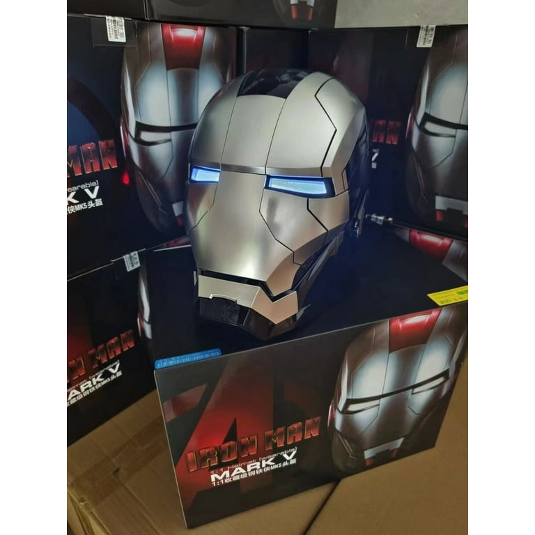 Guvpev Iron Hero MK 5 Helmet Mask, 1:1 Scale Wearable Electronic Mask with JARVIS Voice Control & LED Eyes, Touch & RC, Collectible & Display, Superhero Cosplay Headwear for Teens & Adults - Guvpev Iron Hero MK 5 Helmet Mask, 1:1 Scale Wearable Electronic Mask with JARVIS Voice Control & LED Eyes, Touch & RC, Collectible & Display, Superhero Cosplay Headwear for Teens & Adults -