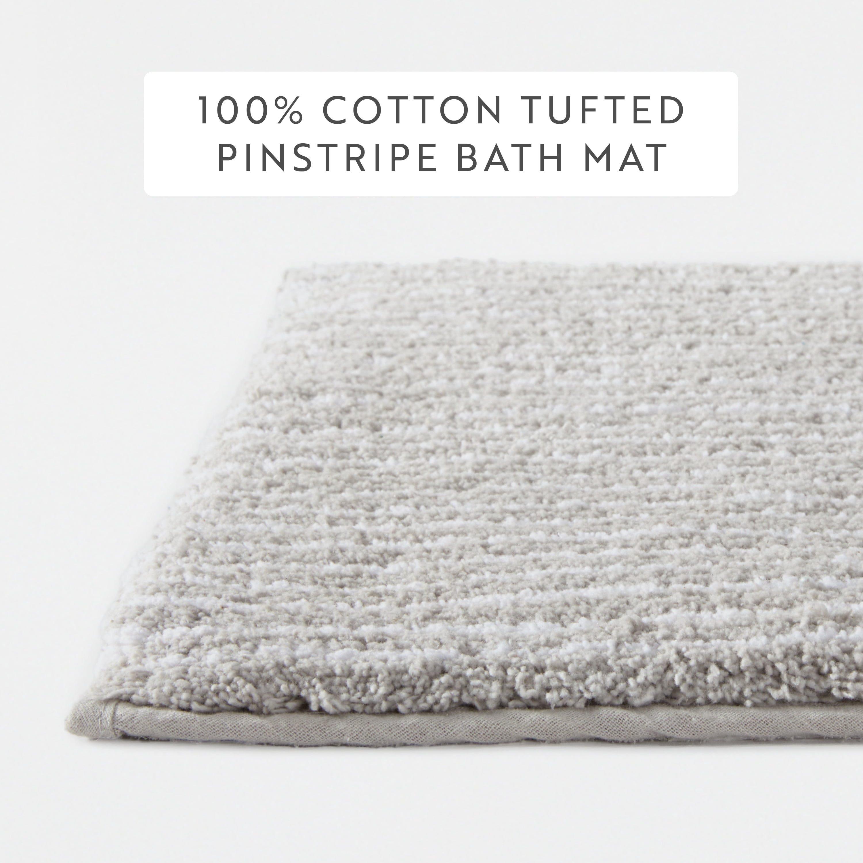 100% Cotton Pinstripe Patterned Bath Mat by Comfort Canopy, Light Gray, 24" x 17"