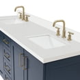thumbnail image 5 of ARIEL 73" Midnight Blue Double Vanity, 1.5" Edge Pure White Quartz Countertop & Splash, Rectangular Sink, 4 Soft Closing Doors, 6 Full Extension Dovetail Drawers, Toe Kick, Satin Brass, 5 of 9