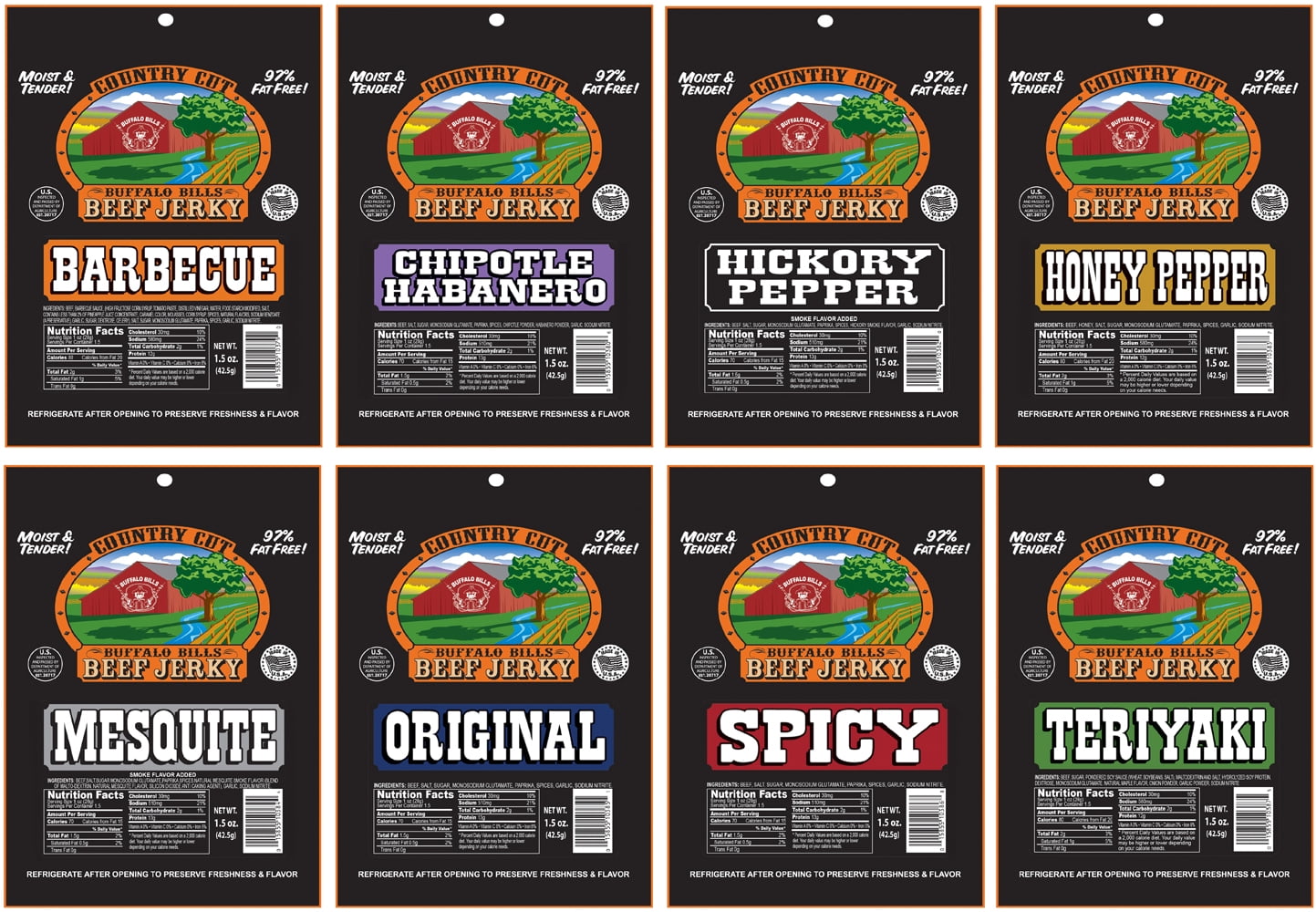 Buffalo Bills 12-pc Beef Jerky Sampler Camo 6-Pack Gift Cooler (12 assorted 1.5oz jerky packs)
