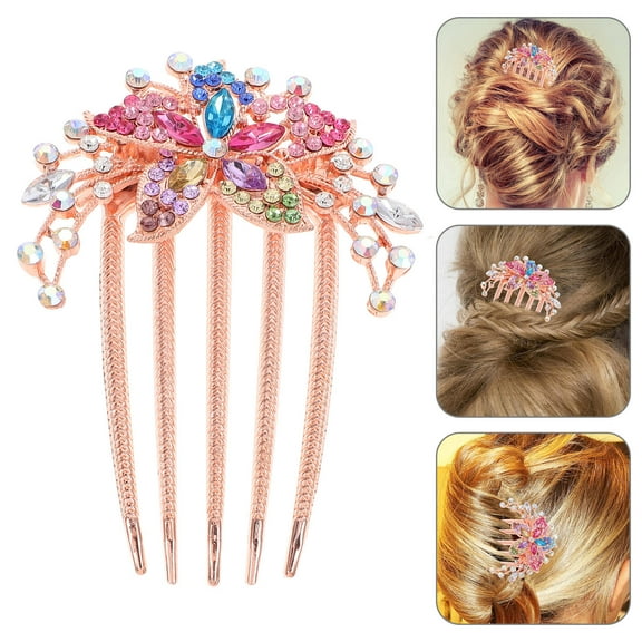 PENIKOKO Elegant Rhinestone Hair Comb with Flower Design, Decorative Hair Insert for Weddings, Parties, and Special Occasions