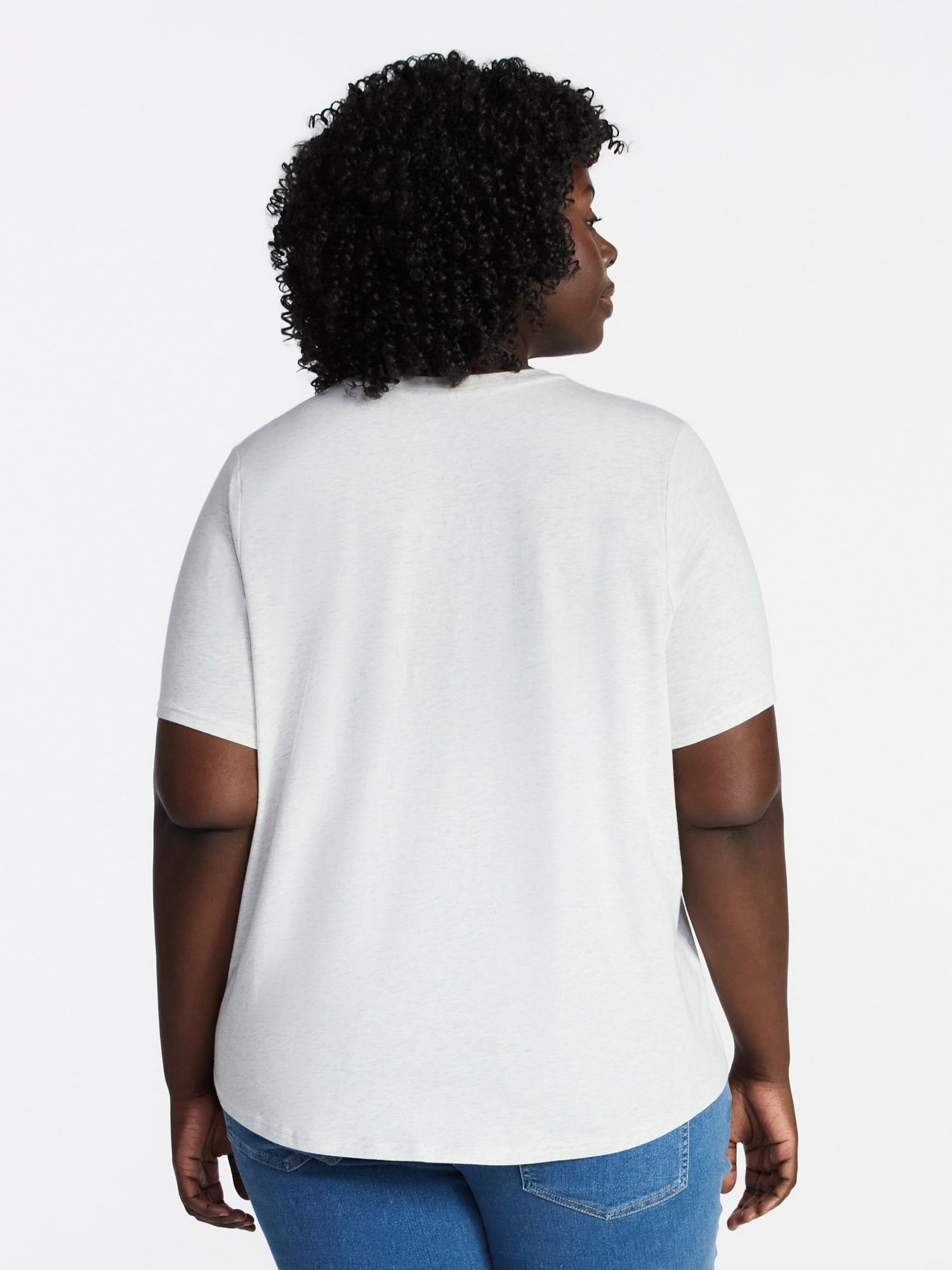 Terra & Sky Women's Plus Size Crewneck Tee with Short Sleeves, Sizes 0X-5X