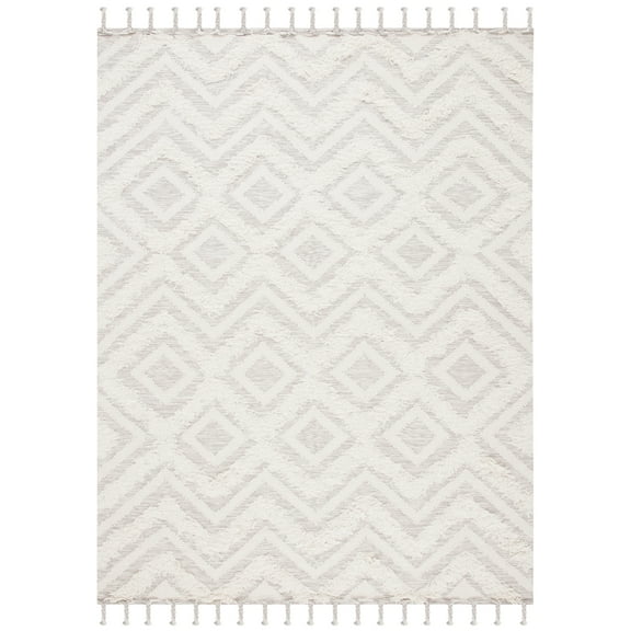 SAFAVIEH Kenya Katharine Geometric Wool Area Rug, Ivory/Grey, 8' x 10'