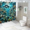 thumbnail image 7 of JRXY Dolphins Underwater World Animal Dolphins Fish Seaweed Coral Shower Curtain Multiple Sizes White, 7 of 7