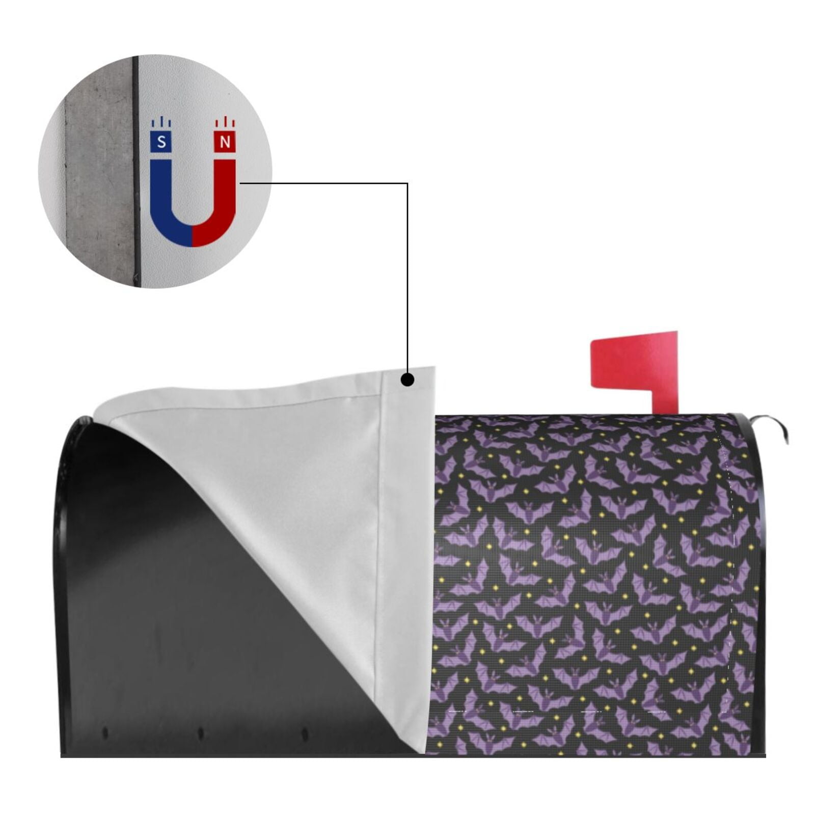 Xecao Bat Purple for Mailbox Cover with Magnetic Strips, Waterproof and Sunscreen, Adds a Decorative Touch to Your Garden Yard.